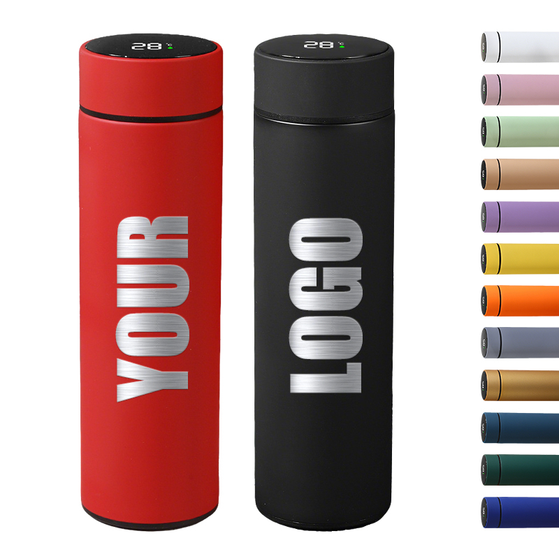 Custom Logo Color 500ml LED Temperature Display Double Wall Stainless Steel Insulated Water Bottle Vintage for Business Gifts