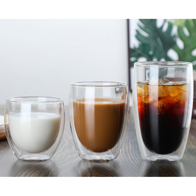 Double-layer Glass Bottles High Borosilicate Transparent Coffee Cups Egg-shaped Mugs Double-layer Insulated Drinkwares