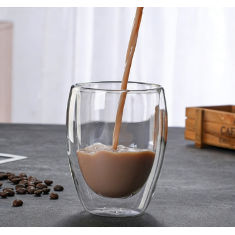 Double-layer Glass Bottles High Borosilicate Transparent Coffee Cups Egg-shaped Mugs Double-layer Insulated Drinkwares