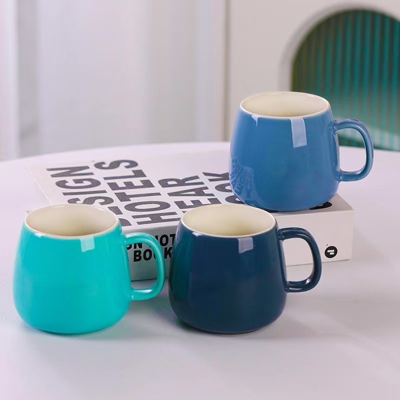 Low Quality Custom Logo High Quality Candy Color Apple Shaped Ceramic Mug Personalized Printing Ceramic Coffee Mugs for Gift