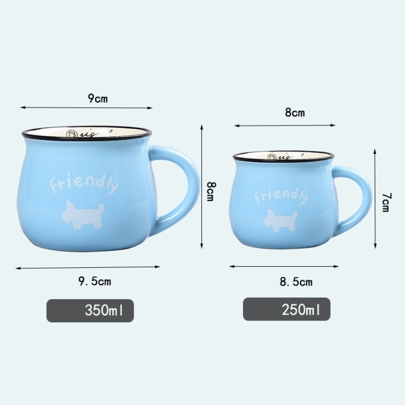 Custom Logo 250ml 350ml Coffee Mug Single Wall Smooth Mini Tea Milk Cup Gifts Colorful Coffee Cup with Handle for Breakfast