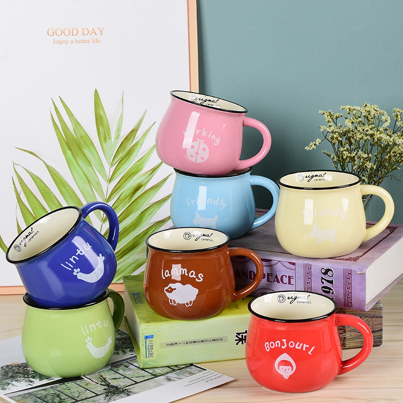 Custom Logo 250ml 350ml Coffee Mug Single Wall Smooth Mini Tea Milk Cup Gifts Colorful Coffee Cup with Handle for Breakfast
