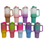 Factory Hot Selling 40oz Sublimation Gradient Glitter Stainless Steel Handle Mug with Lid and Straw Coffee Mugs