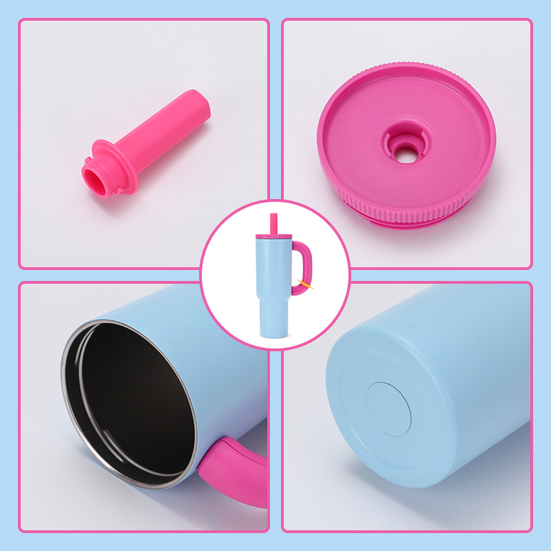 New Colors 40oz Handle Tumbler with Removable Straw Double Wall Stainless Steel Travel Mug with Leakproof Lids