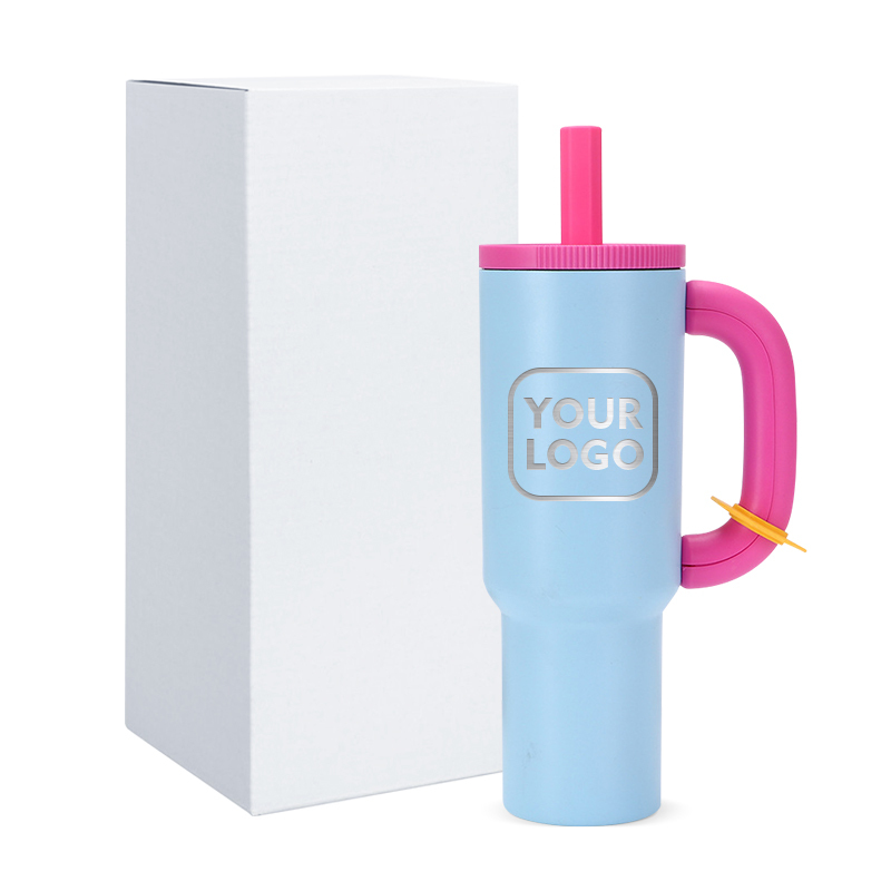 New Colors 40oz Handle Tumbler with Removable Straw Double Wall Stainless Steel Travel Mug with Leakproof Lids