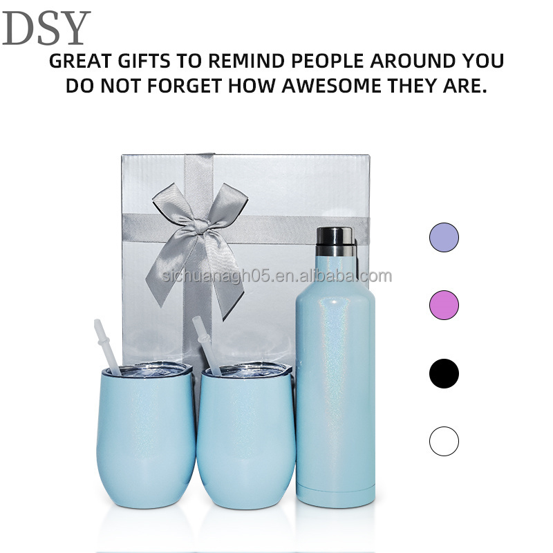 500ml Wholesale Stainless Steel Double Walled  Colorful Wine Bottle Tumbler Gift Set for New Year Valentines
