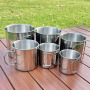 Logo SS304 Stainless Steel Camping Cup 250ml 350ml 550ml Outdoor Camping Portable Cup Hiking Cup Travel Mug with Foldable Handle