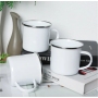 36pcs/Pack Ready to Ship 12oz Enamel Mugs Sublimation Blanks Coffee Mug With Silver Rim for Heat Press Printing