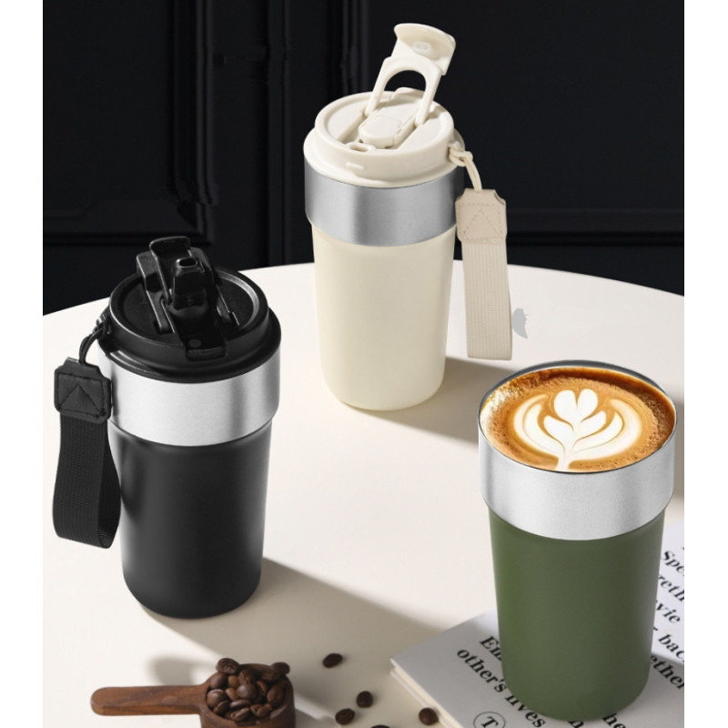 17oz Custom Laser Engraving Logo 304 Stainless Steel Travel Coffee Mug Insulated Tumbler Vacuum Thermal Cup With 2-in-1 Sip Lid