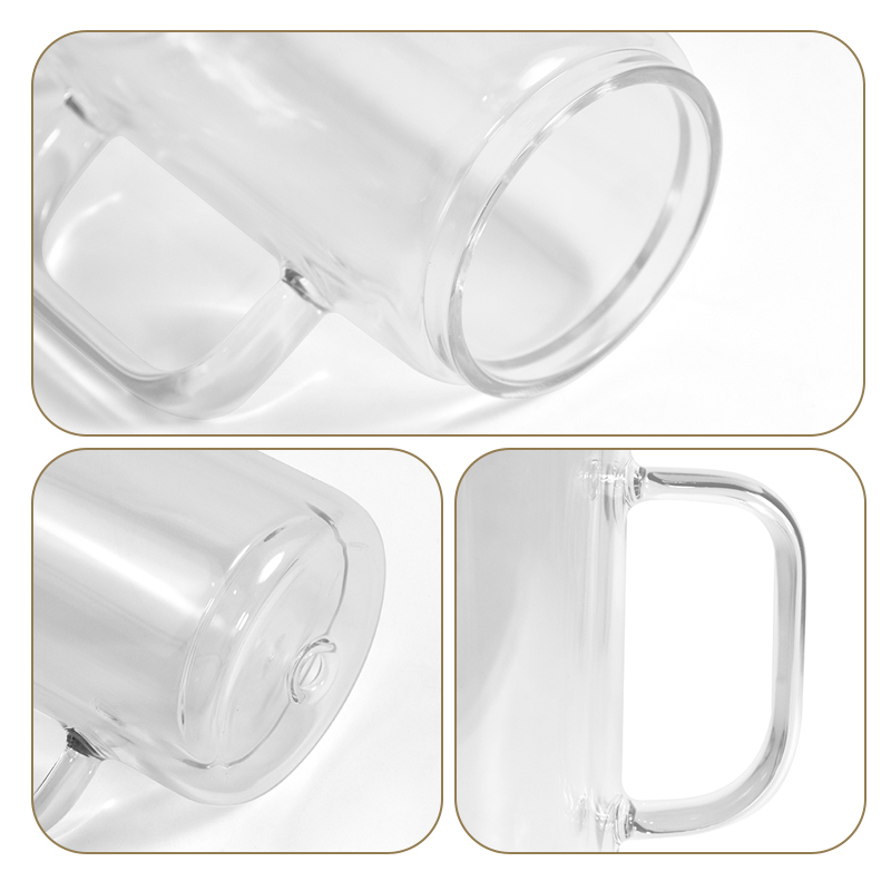 RTS US Stocked 25pcs/ctn 16oz Double Wall Glass Snow Globe Glass Can with Handle and Pre-drilled Hole Plug Bamboo Lid