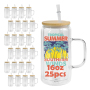 RTS US Stocked 25pcs/ctn 16oz Double Wall Glass Snow Globe Glass Can with Handle and Pre-drilled Hole Plug Bamboo Lid