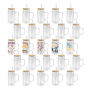 RTS US Stocked 25pcs/ctn 16oz Double Wall Glass Snow Globe Glass Can with Handle and Pre-drilled Hole Plug Bamboo Lid