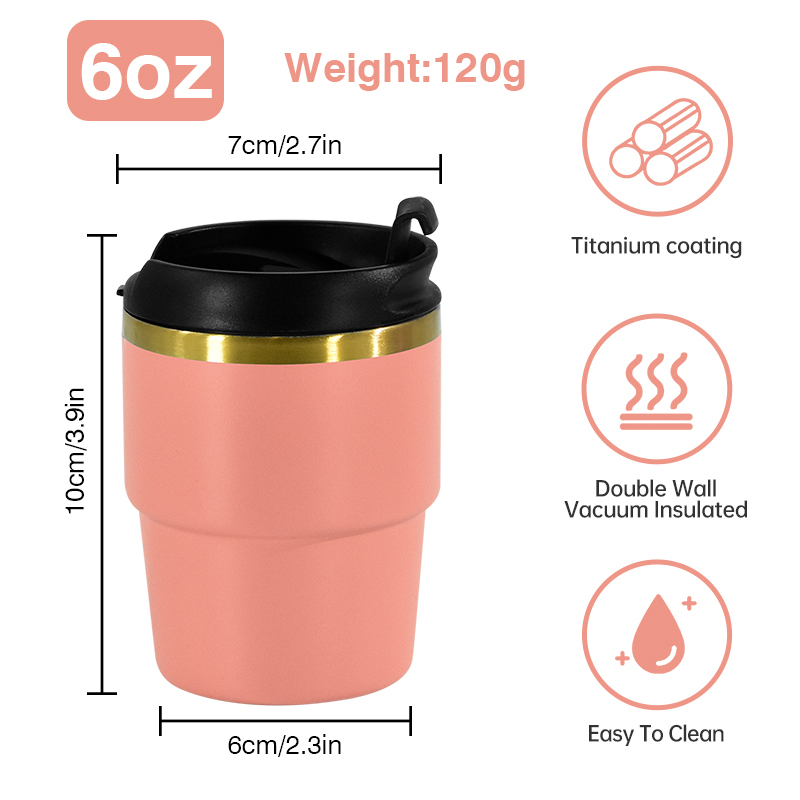 Custom Titanium Coating 6oz Mini Car Stainless Steel Tumbler Double Wall Vacuum Insulated Metal Water Bottle