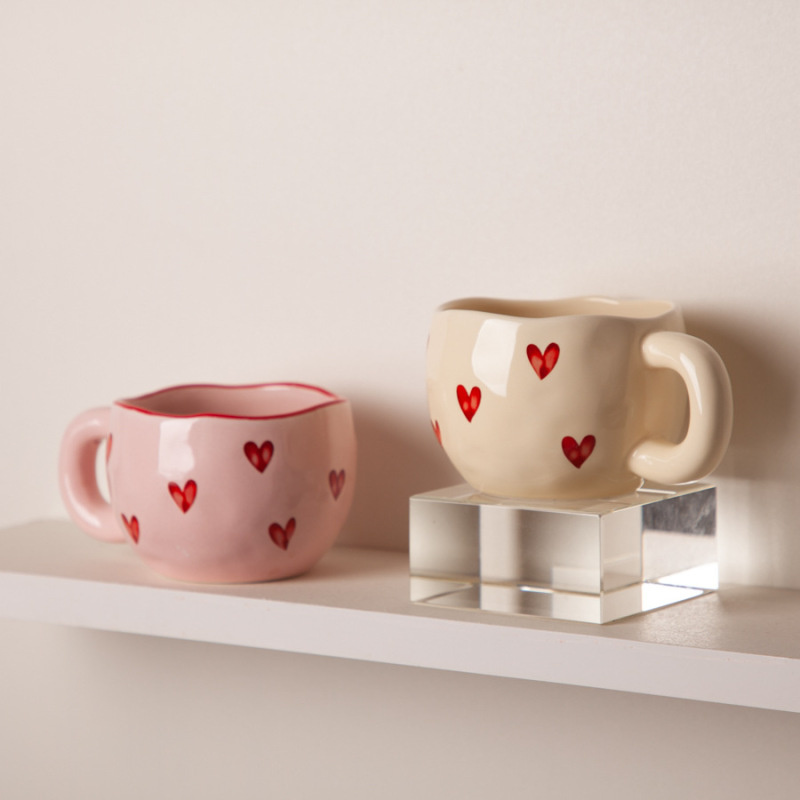 Cute Creative Valentine's Day Heart Design Custom Logo Printing Ceramic Mug for Valentine's Day