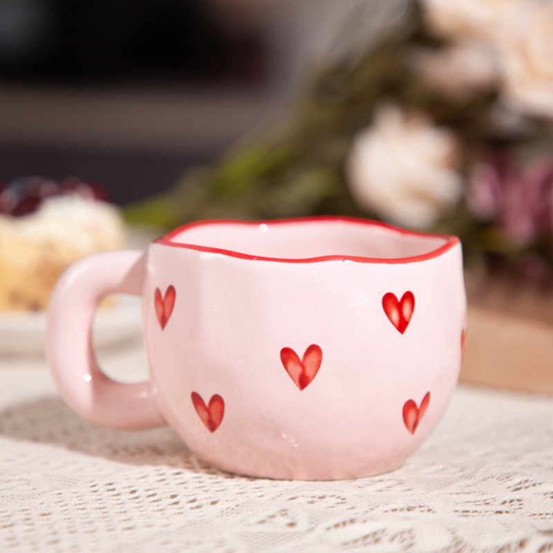 Cute Creative Valentine's Day Heart Design Custom Logo Printing Ceramic Mug for Valentine's Day