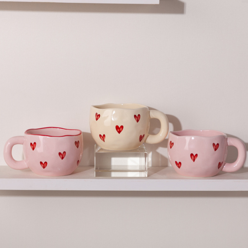 Cute Creative Valentine's Day Heart Design Custom Logo Printing Ceramic Mug for Valentine's Day