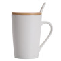 Customized 13oz Black and White Ceramic Coffee Mug with Lid and Spoon Milk Cup Classic Mug Drinking Cups for Tea and Coffee