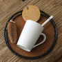 Customized 13oz Black and White Ceramic Coffee Mug with Lid and Spoon Milk Cup Classic Mug Drinking Cups for Tea and Coffee