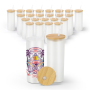 Frosted 25oz Sublimation Blank Beer Can Beer Glasses Cup Can Shape Glass with Bamboo Lid and Glass Lid 25pcs/ctn
