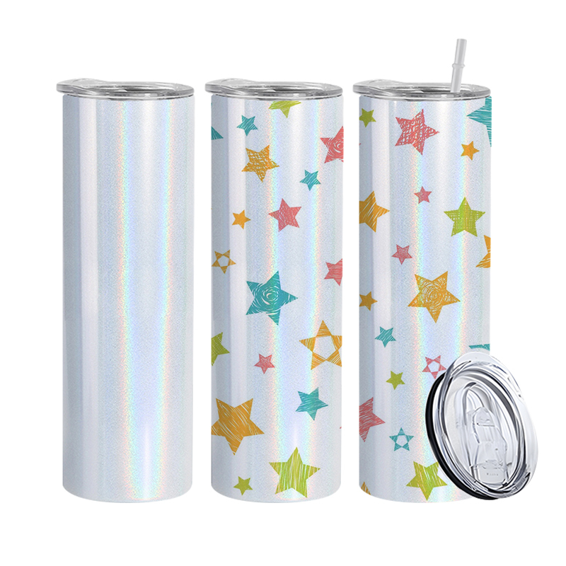 China Warehouse in Stocked  30oz Shimmer Glitter White Holographic Sublimation Blanks Tumbler