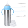 Baby Bottle 8oz Baby Water Bottle 240ml Sublimation Baby Bottle with Handle and Silicone Sipper Spouts