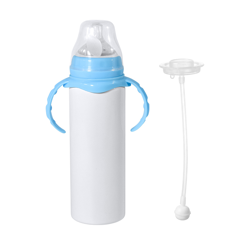 Baby Bottle 8oz Baby Water Bottle 240ml Sublimation Baby Bottle with Handle and Silicone Sipper Spouts