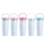 30oz Sublimation Double Wall Stainless Steel Vacuum Tumbler Mugs Water Bottle with Handle / Flip Straw for Heat Press Printing