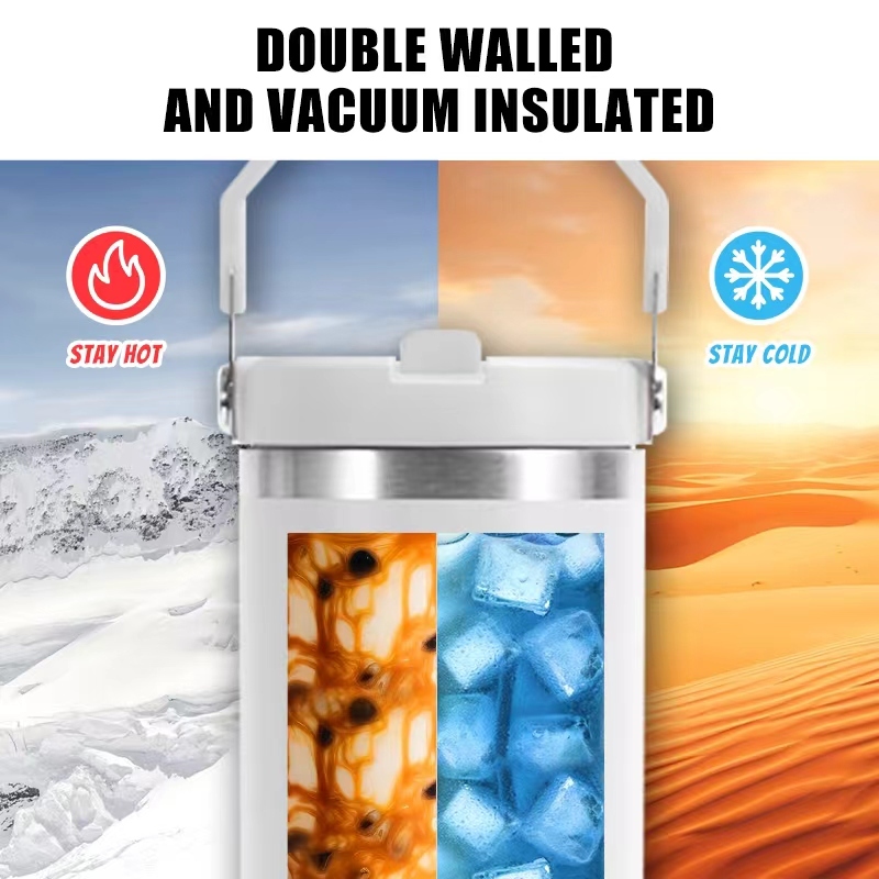 30oz Sublimation Double Wall Stainless Steel Vacuum Tumbler Mugs Water Bottle with Handle / Flip Straw for Heat Press Printing