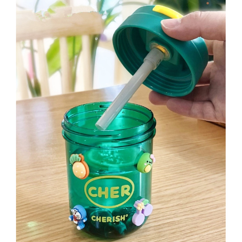 350ml Children PC Plastic Water Bottle High Temperature Resistant Cute Cup for Kids Students W/ Dual Drinking Mouth BAP-FREE