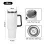 RTS USA Warehouse Small Pack 12pcs/ctn 40oz White Sublimation Tumbler Small Pack Travel Mug with Black Handle and Black Lid