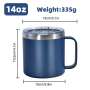 Hot and Cold 14oz Stainless Steel Insulated Coffee Mug Double Wall Vacuum Travel Mug Tumbler Cup with Handle Lids