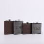 Custom 6oz 8oz Hip Flask Portable Brown Leather Cover Wine Pot Stainless Steel 201 Flask for Alcohol Whiskey Flasks Man Gift Set