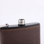 Custom 6oz 8oz Hip Flask Portable Brown Leather Cover Wine Pot Stainless Steel 201 Flask for Alcohol Whiskey Flasks Man Gift Set