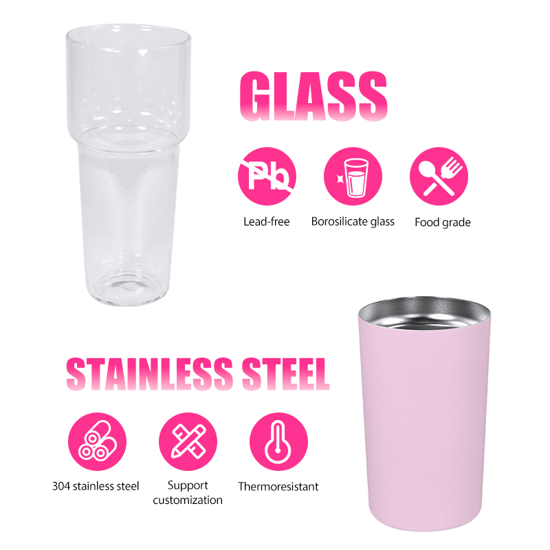 Colored 2 in 1 25oz Glass Water Bottle Sealed Straw Plug Stainless Steel Vacuum 15oz Powder Coated Travel Coffee Cup 25pcs/ctn