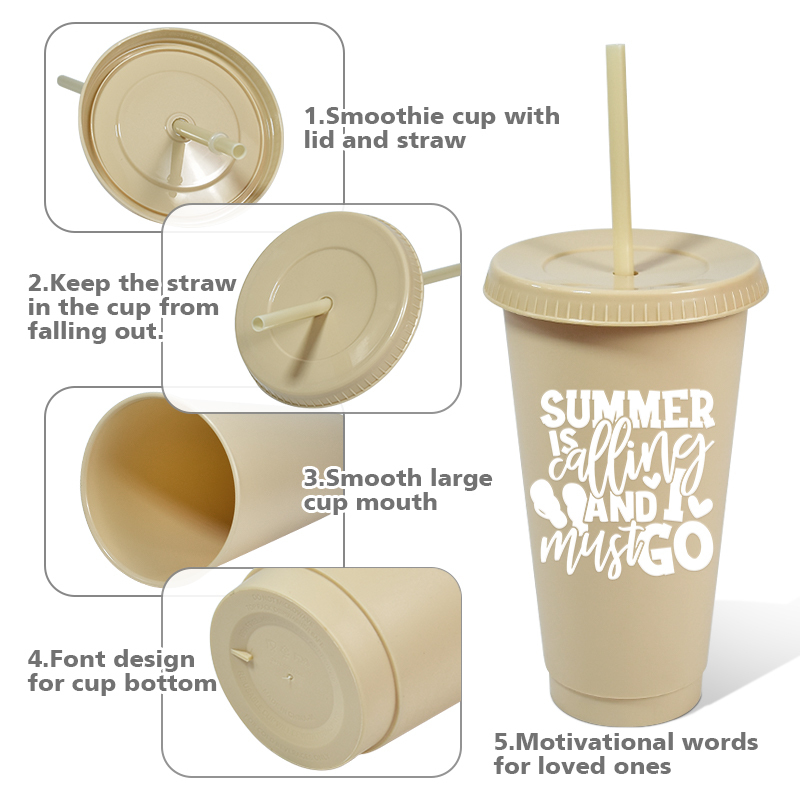 New Colors in Stocked 24oz Plastic Cups Decorative Party Supplies 24oz Cups Matte Unbreakable Plastic Mug with Lid