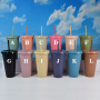 New Colors in Stocked 24oz Plastic Cups Decorative Party Supplies 24oz Cups Matte Unbreakable Plastic Mug with Lid