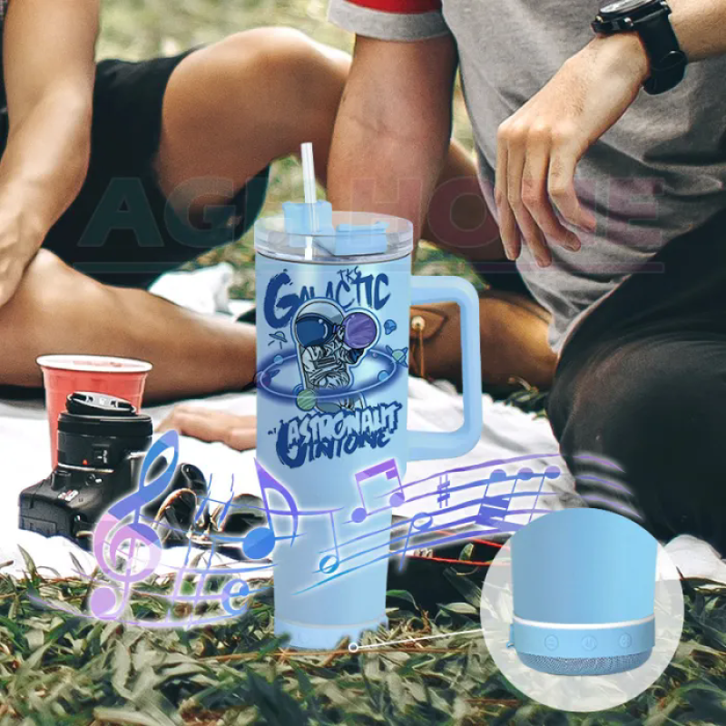 RTS 15pcs/ctn 40oz Matte Colored Sublimation Tumbler Speaker Wireless 40oz Travel Mug with Handle