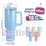 RTS 15pcs/ctn 40oz Matte Colored Sublimation Tumbler Speaker Wireless 40oz Travel Mug with Handle