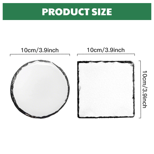 Sublimation Blank 4 Inch Round square Heart Natural Stone Slate Cup Coasters Set Wholesale Bulk Sublimated Slate coaster