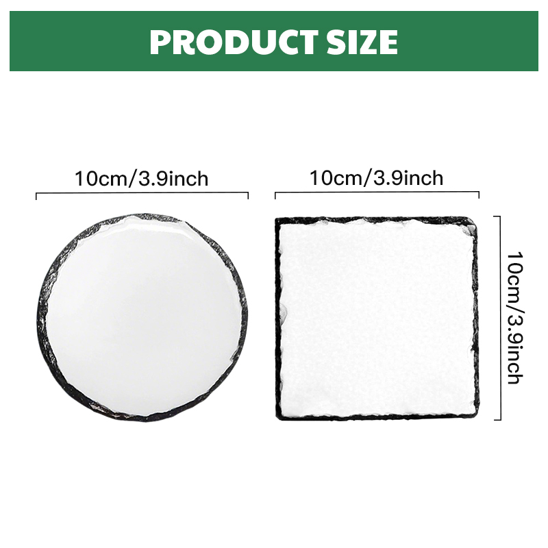 Sublimation Blank 4 Inch Round square Heart Natural Stone Slate Cup Coasters Set Wholesale Bulk Sublimated Slate coaster