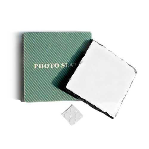 Sublimation Blank 4 Inch Round square Heart Natural Stone Slate Cup Coasters Set Wholesale Bulk Sublimated Slate coaster