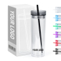 Pre-drilled Snow Globe Tumbler 16 oz Double Wall Snow Globe clear Reusable Plastic Cup with Lid and Straw for Coffee