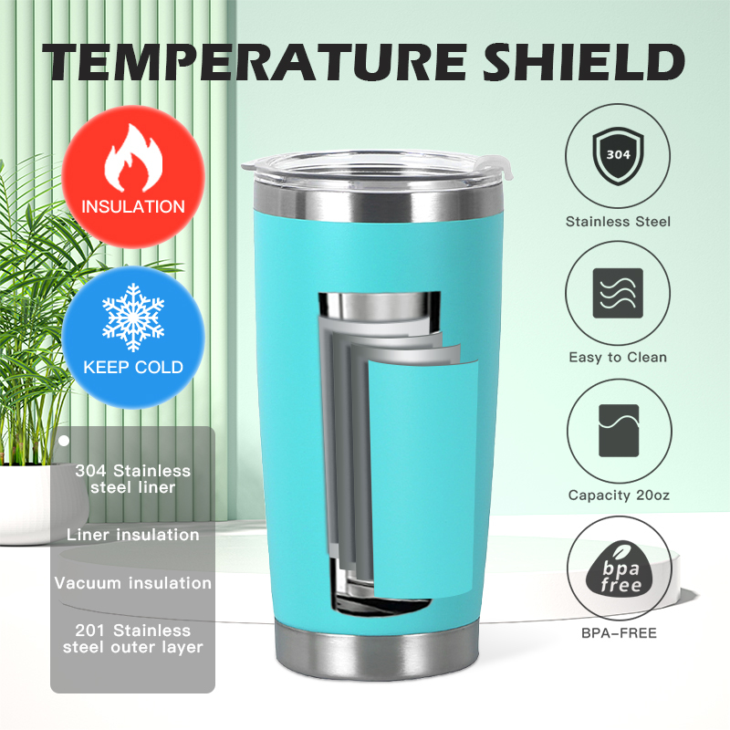 Custom Logo Insulated Travel Mug, Stainless Steel 20oz Tumbler With Slide Lid, Tumbler Cup Keep Hot and Cold