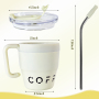 Custom 480ml Double Wall Vacuum Thermoses Mug With Straw Stainless Steel Insulated Coffee Tumbler Cup With Handle