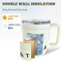Custom 480ml Double Wall Vacuum Thermoses Mug With Straw Stainless Steel Insulated Coffee Tumbler Cup With Handle