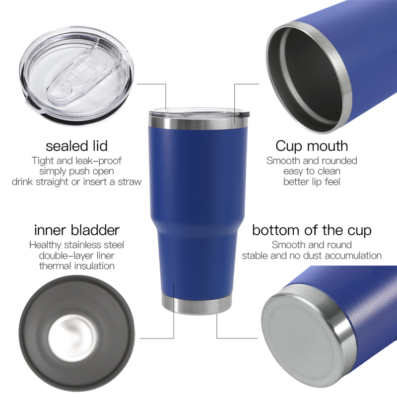 Custom logo 30 oz Stainless Steel Double Wall Vacuum Metal Travel Coffee Mug Sports 30oz Tumbler Without Metal Rim