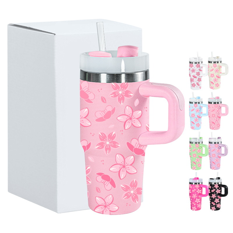 Custom Logo 14oz Stainless Steel Cup Keep Hot and Cold Insulated Travel Coffee Mugs Tumbler With Handle