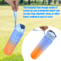 3 In1 Drinking Plastic Sport Bottles Gym Fitness Motivational Water Bottles  With Straw and Handgrip 12sets/ctn