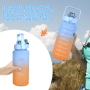 3 In1 Drinking Plastic Sport Bottles Gym Fitness Motivational Water Bottles  With Straw and Handgrip 12sets/ctn