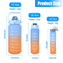 3 In1 Drinking Plastic Sport Bottles Gym Fitness Motivational Water Bottles  With Straw and Handgrip 12sets/ctn